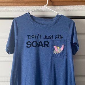 Disney Dumbo Blue "Don't Just Fly SOAR"  T-shirt with Front Pocket